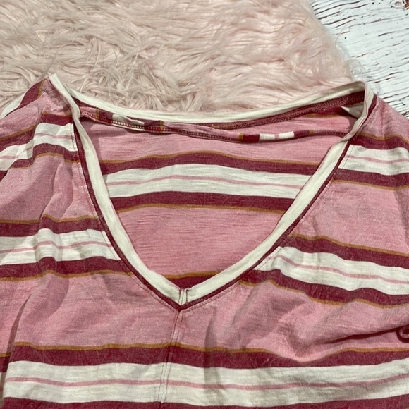 Anthropologie Pilcro Ruffled Open Back Pink Stripe Long Sleeve Cotton Top - Picture 12 of 12